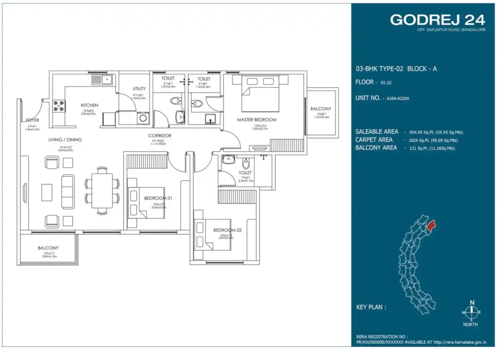 Godrej 24 3 BHK Floor plan