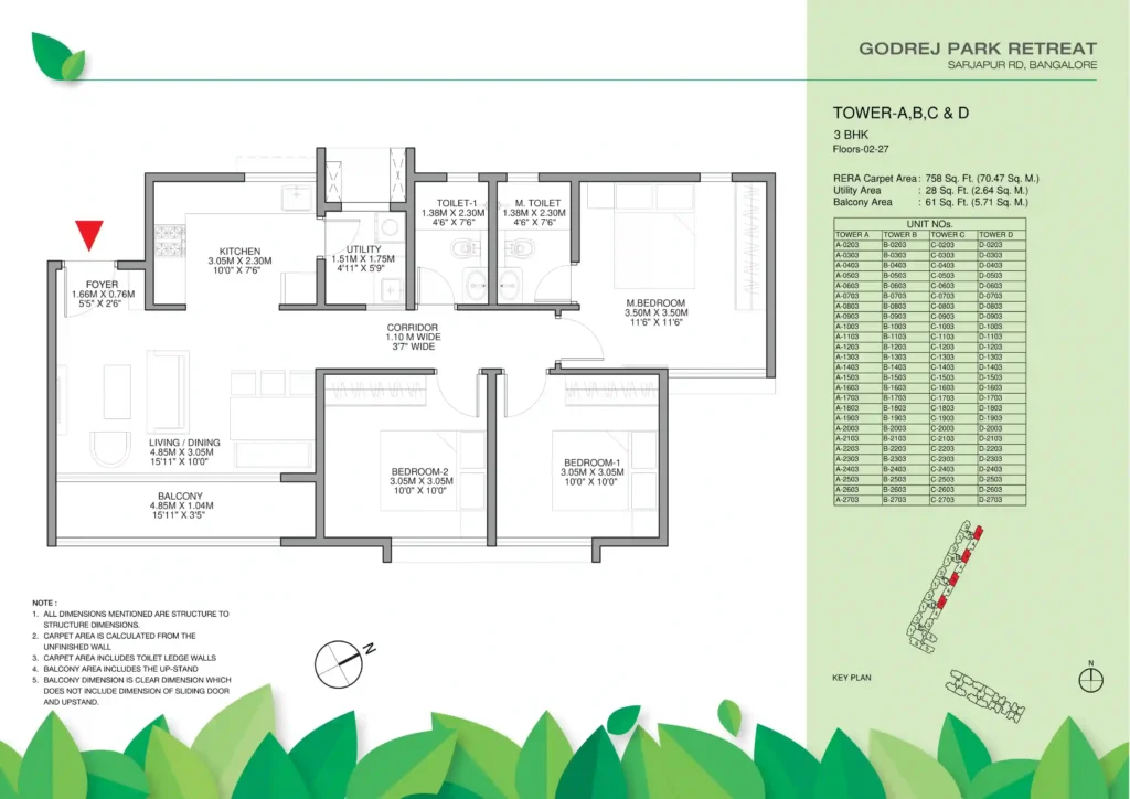 Godrej Park Retreat 3 BHK Floor Plan